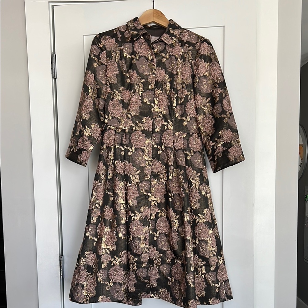 Gal Meets Glam Black and Gold Floral Dress